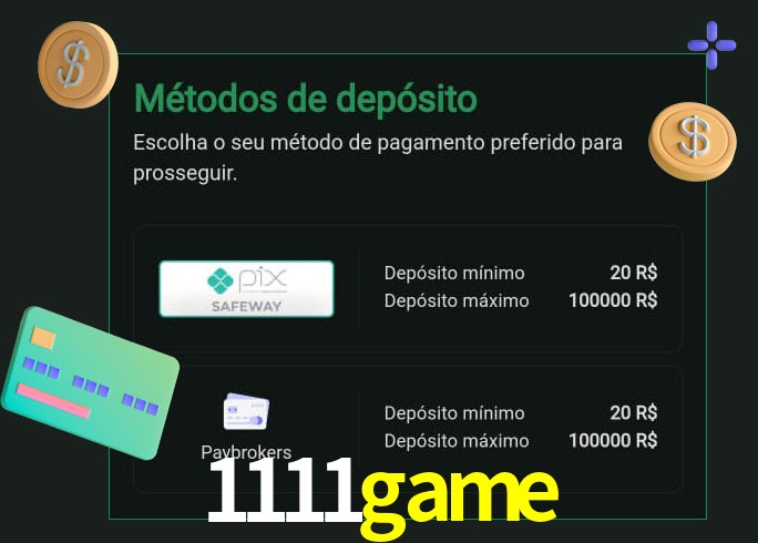 O cassino 1111game oferece uma grande variedade de métodos de pagamento